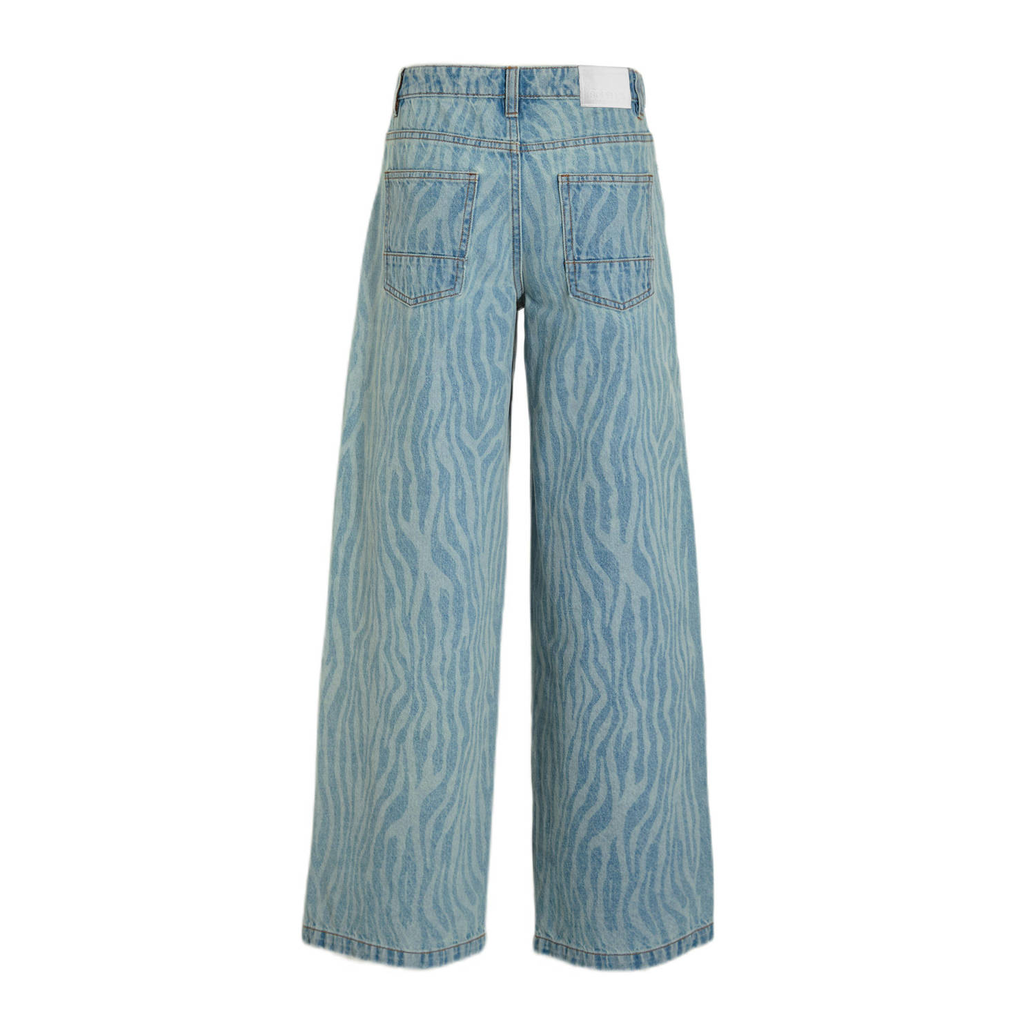 Coolcat wide leg jeans June met zebraprint blauw