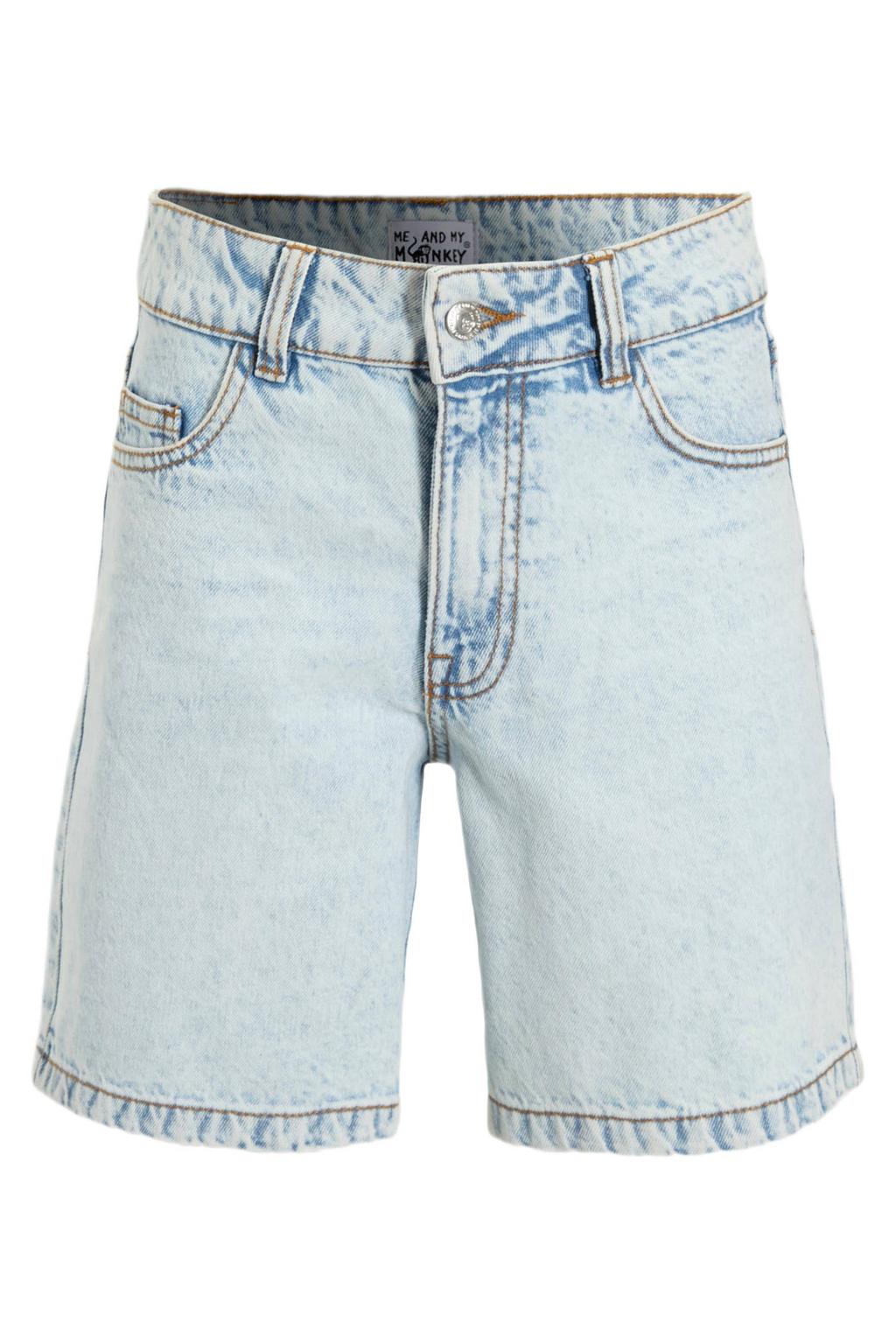 Light blue denim jongens Me & My Monkey short Tijmen van denim met rits- en knoopsluiting