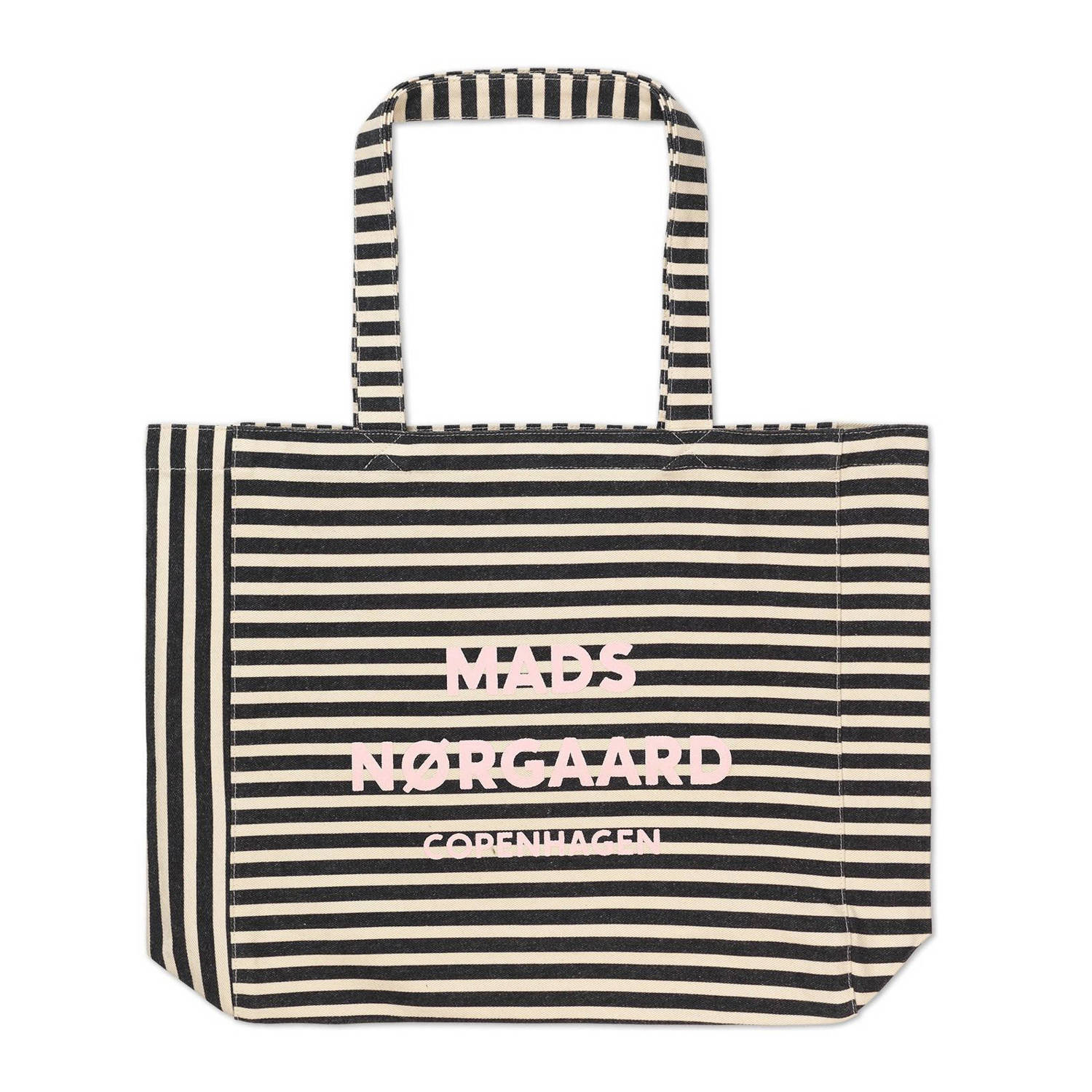 MADS NØRGAARD COPENHAGEN gestreepte shopper Athene zwart ecru