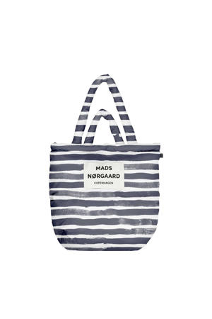  gewatteerde shopper met strepen donkerblauw/ecru