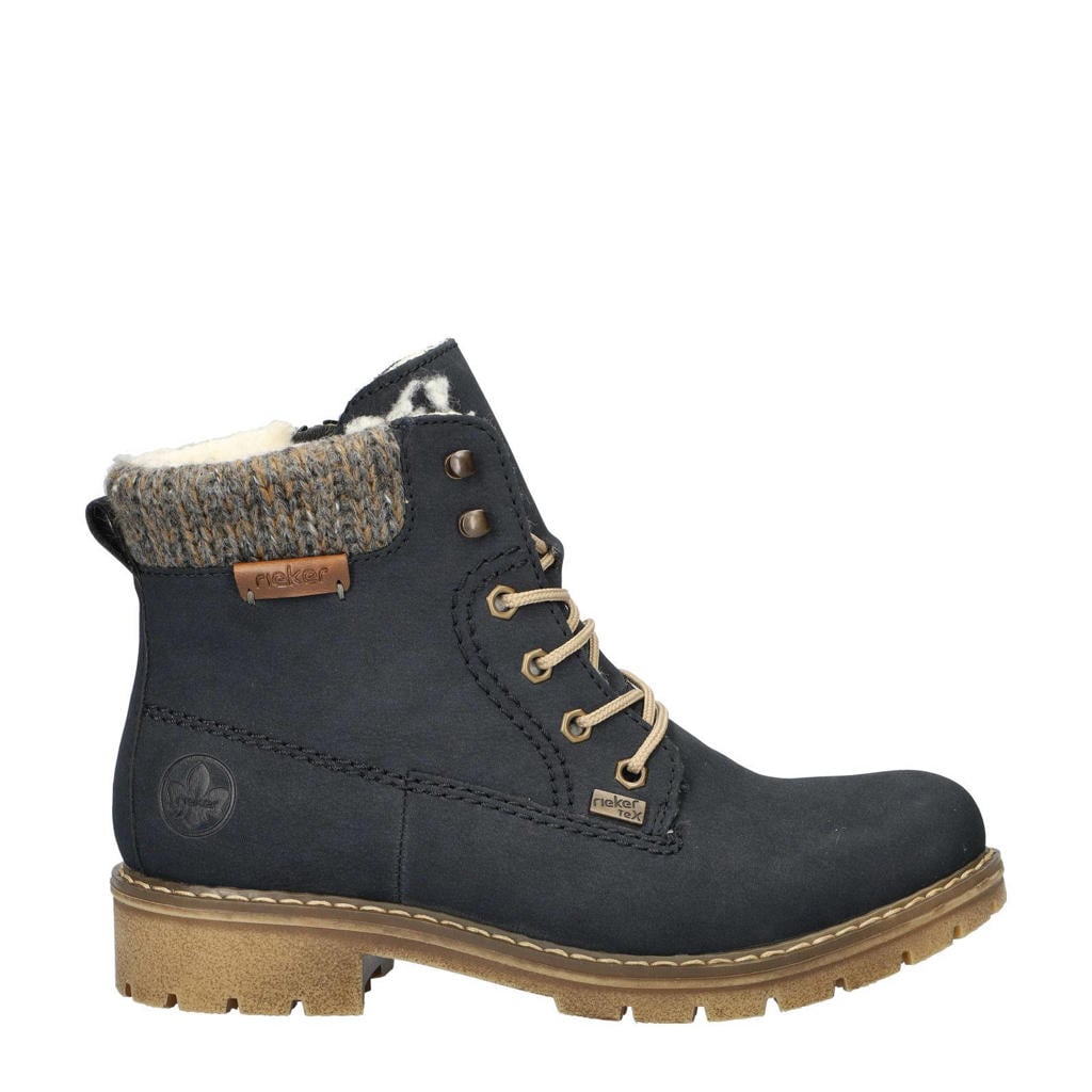 Donkerblauwe dames Rieker gevoerde veterboots