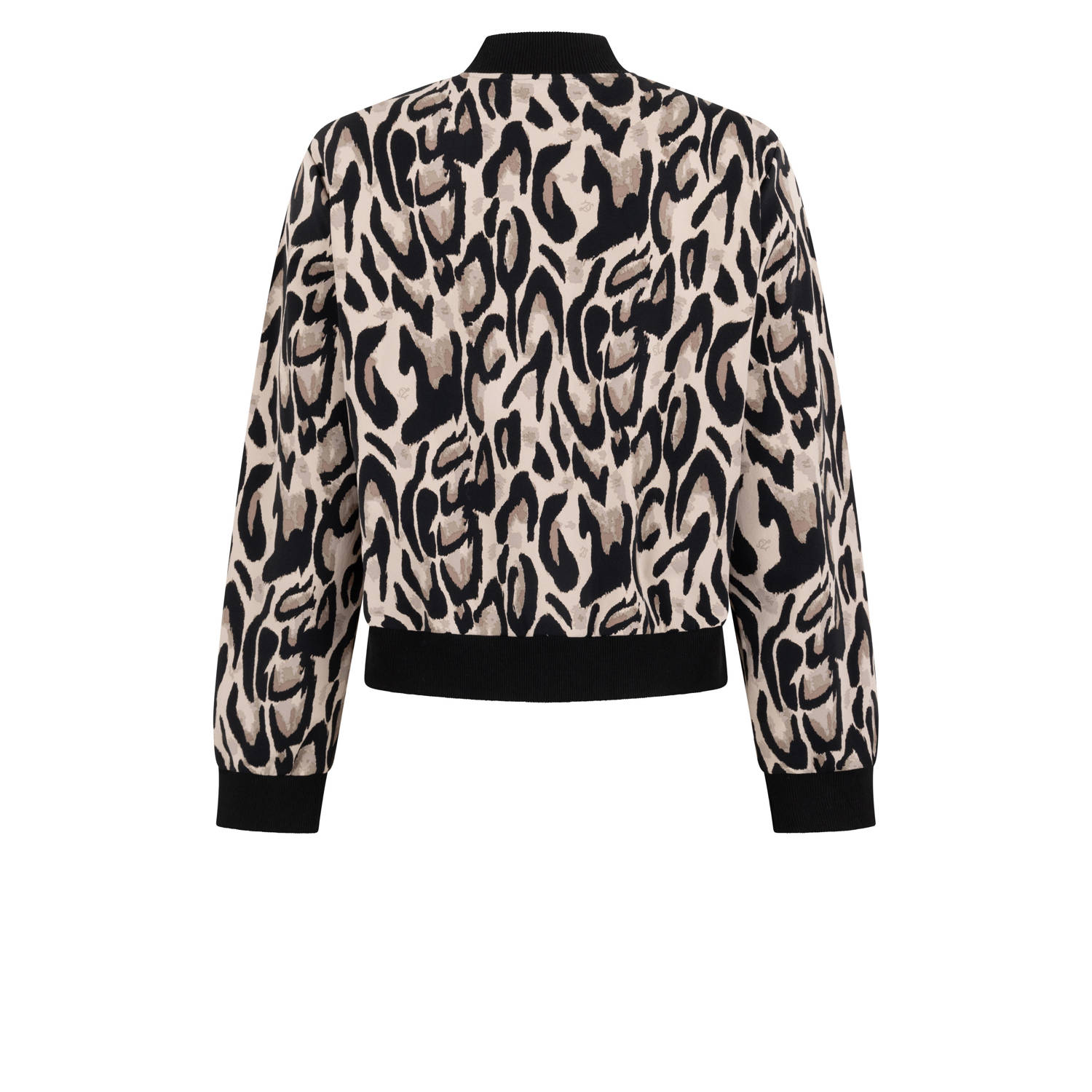 Zoso bomberjack Amanda met panterprint zwart beige wit