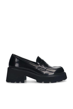 chunky leren loafers zwart