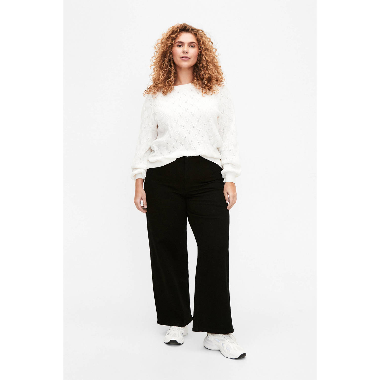Zizzi high waist wide leg jeans black denim