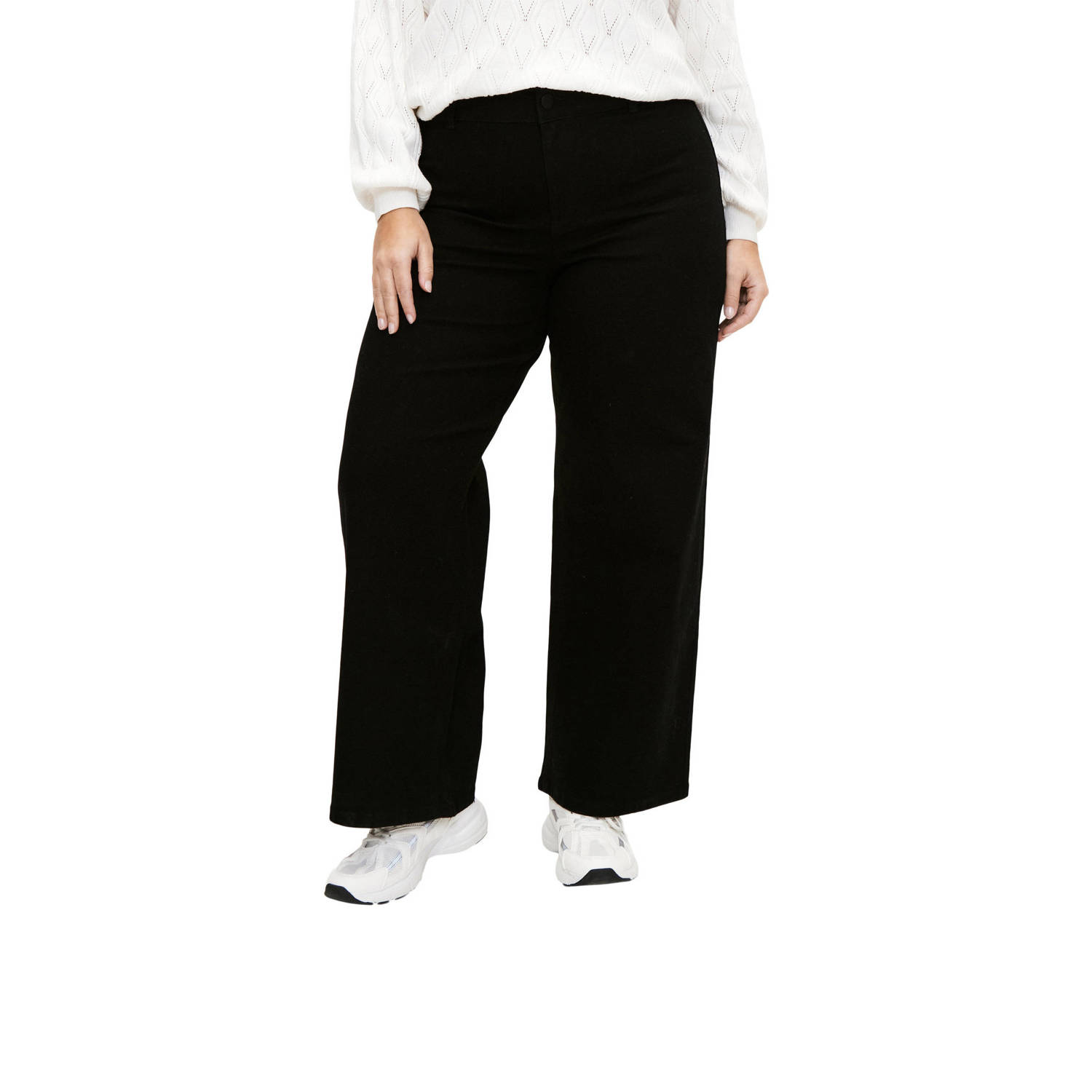 Zizzi high waist wide leg jeans black denim