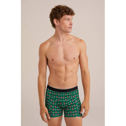 WE Fashion boxershort met kerst print groen afbeelding