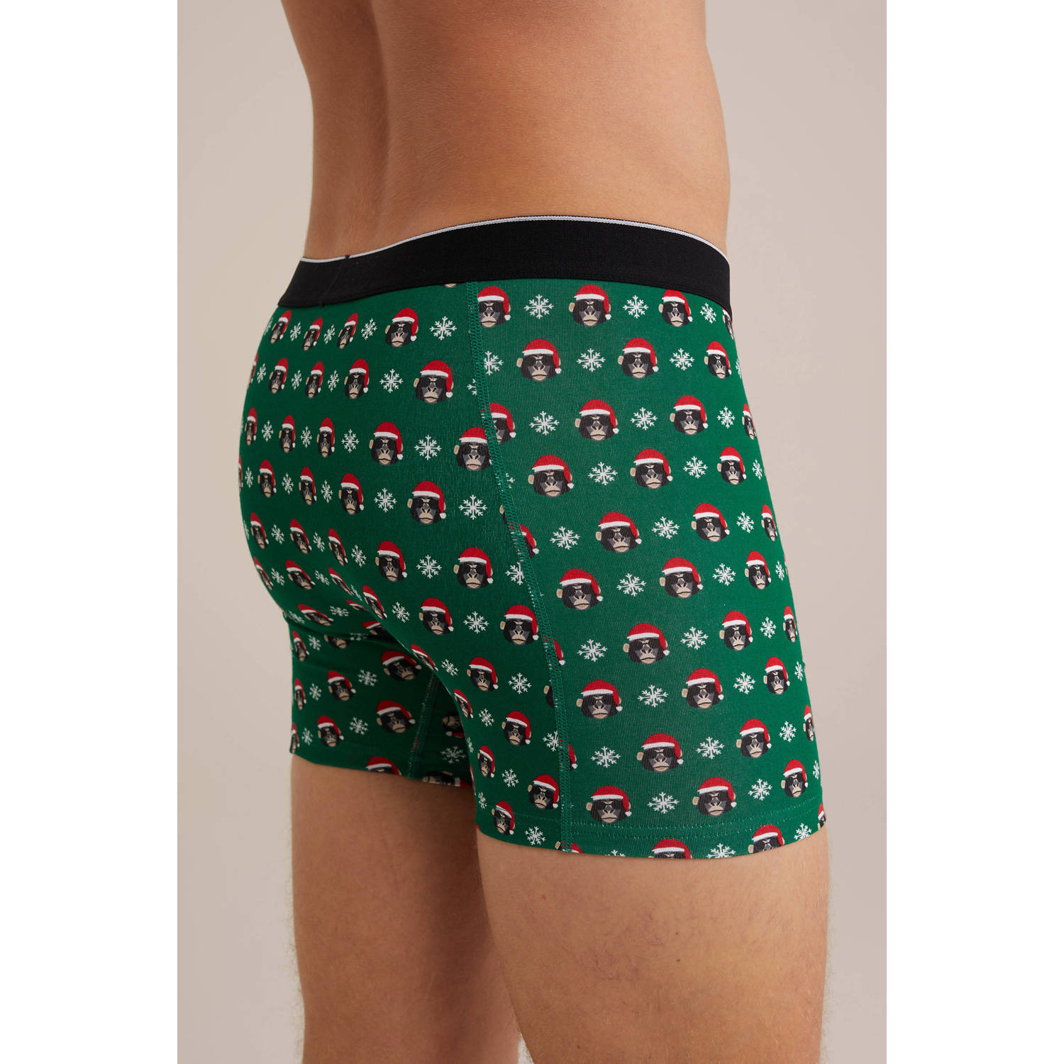 WE Fashion boxershort met kerst print groen