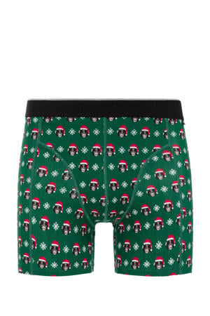 boxershort met kerst print groen
