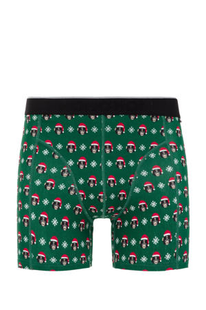 boxershort met kerst print groen