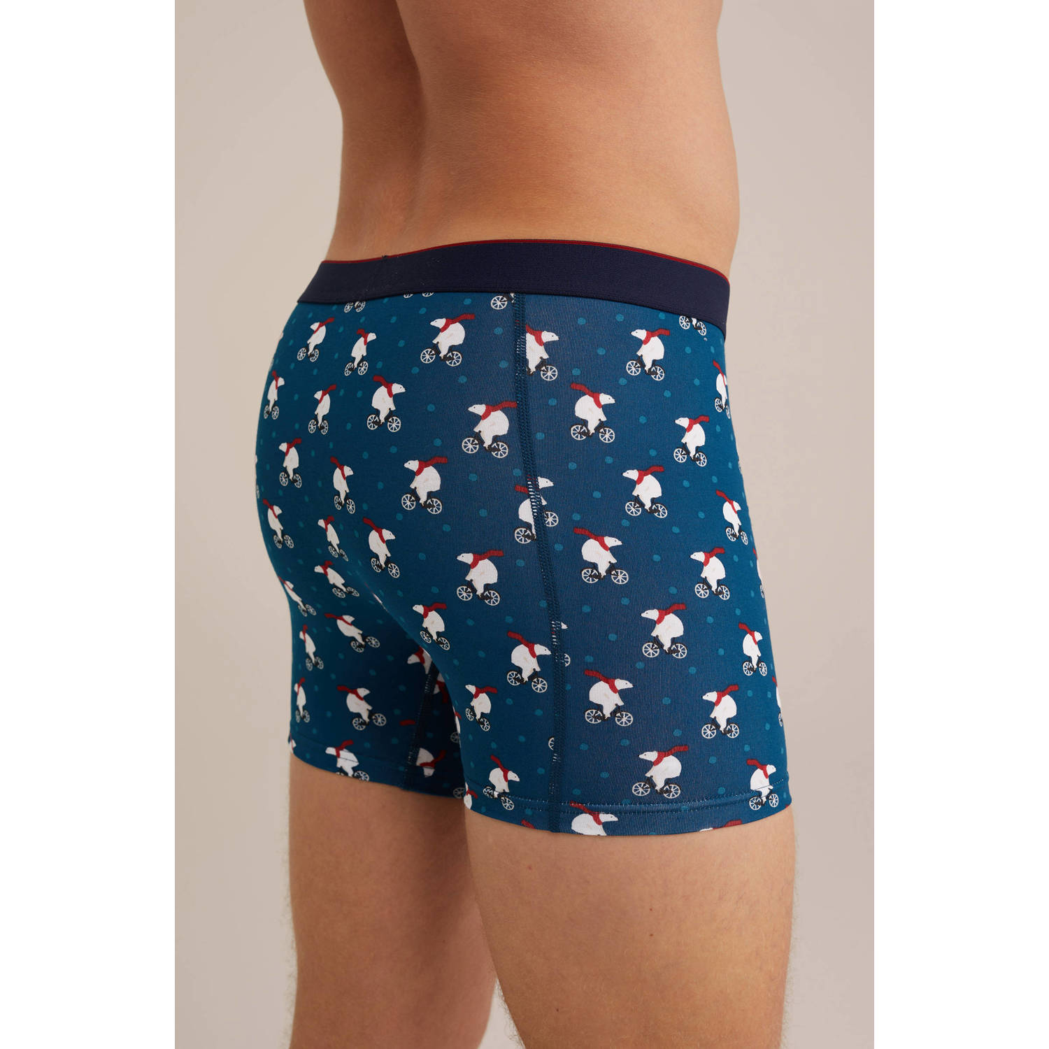 WE Fashion boxershort met kerst print blauw