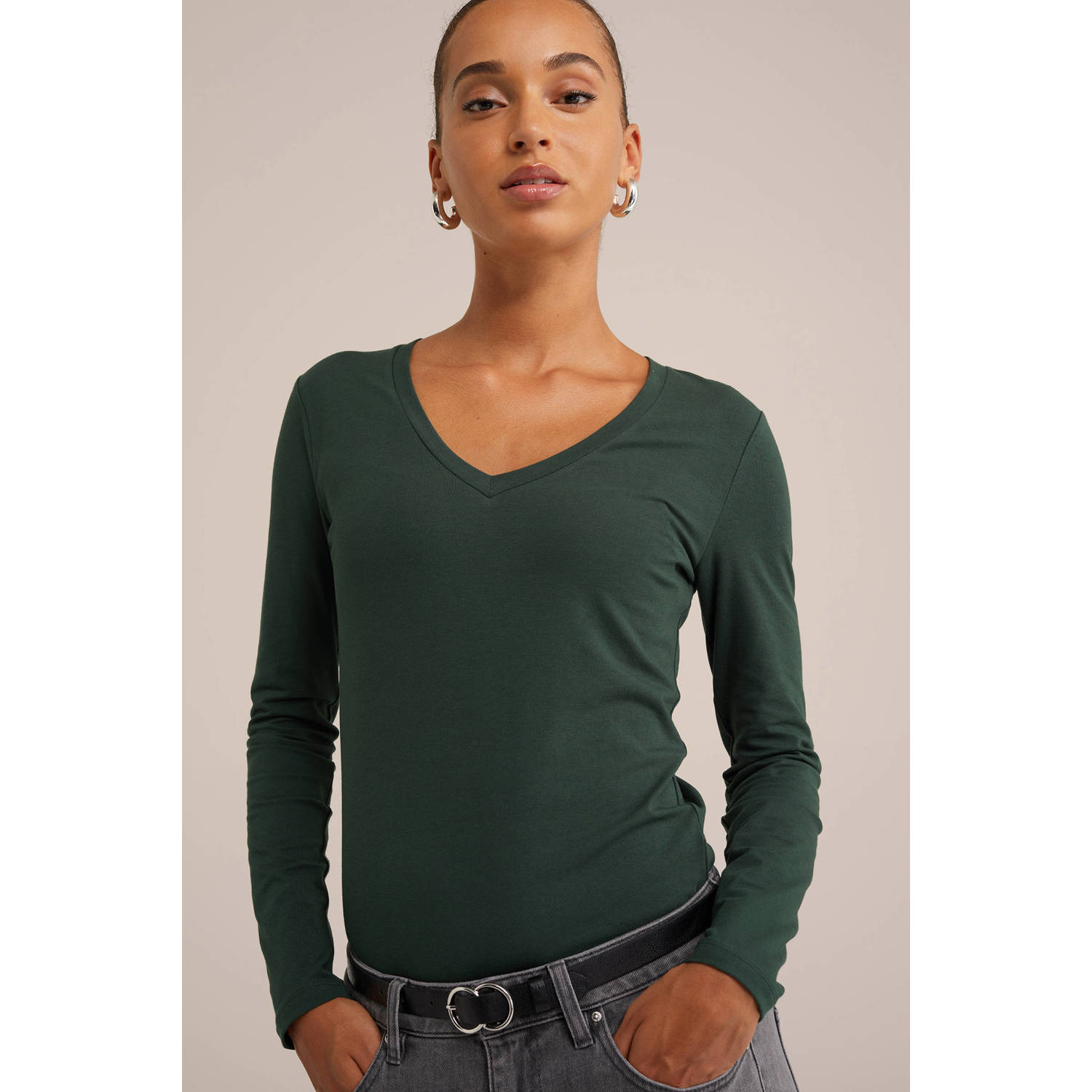 WE Fashion WE Fundamentals longsleeve donkergroen