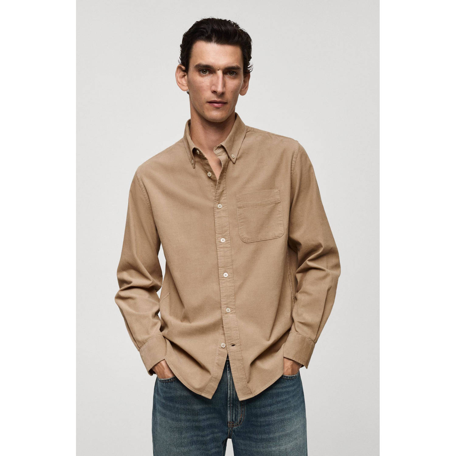 Mango Man overhemd lichtbeige