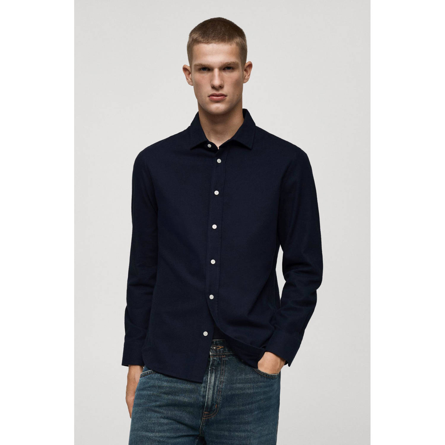 Mango Man overhemd donkerblauw