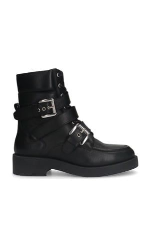 leren bikerboots zwart