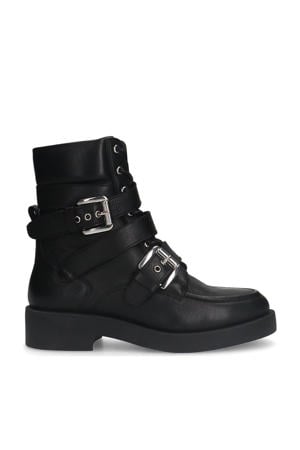 leren bikerboots zwart
