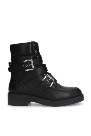 leren bikerboots zwart