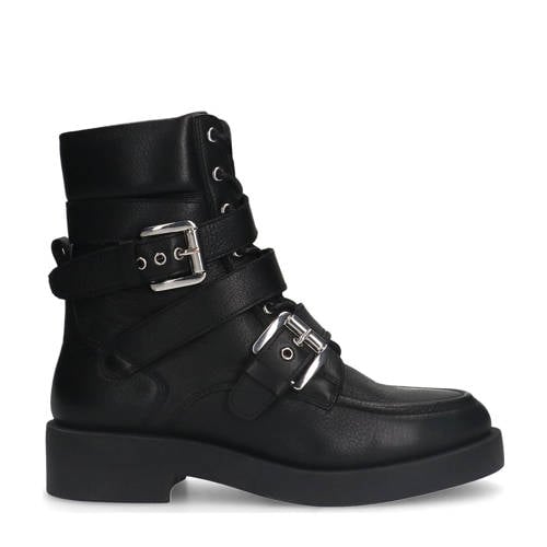 Sacha leren bikerboots zwart afbeelding