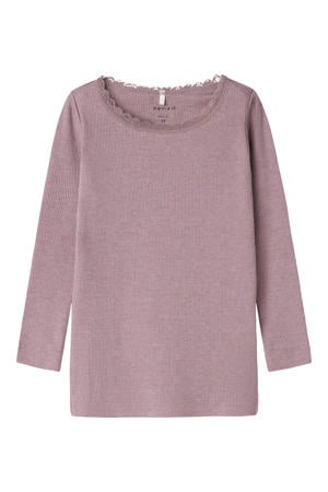 ribgebreide longsleeve NMFKAB licht aubergine