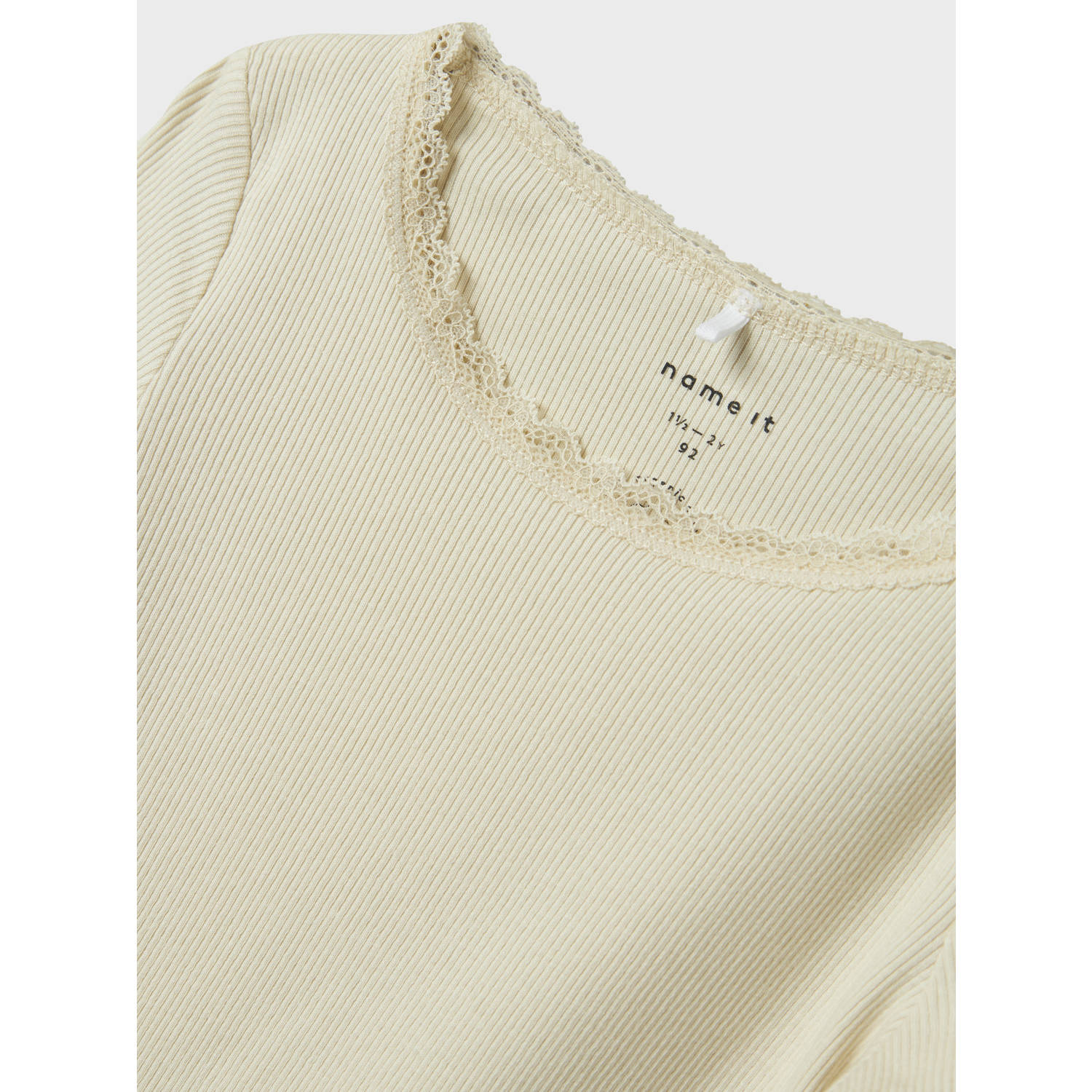 NAME IT MINI ribgebreide longsleeve NMFKAB lichtzand