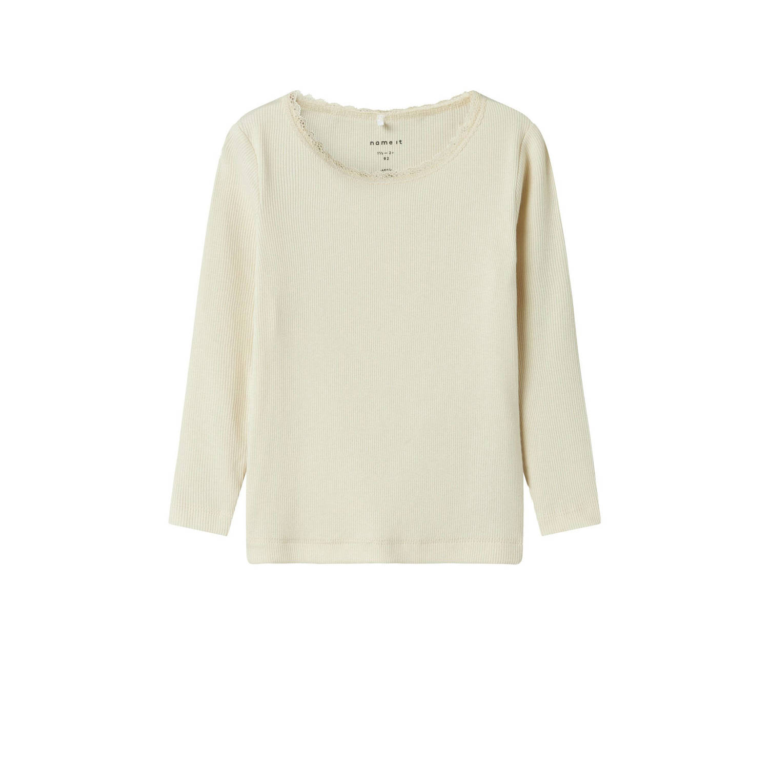 NAME IT MINI ribgebreide longsleeve NMFKAB lichtzand