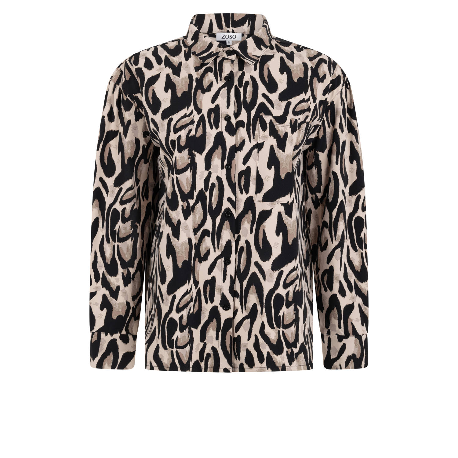 Zoso blouse Chantal met panterprint bruin zwart crème