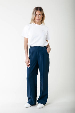 wide leg regular waist broek donkerblauw