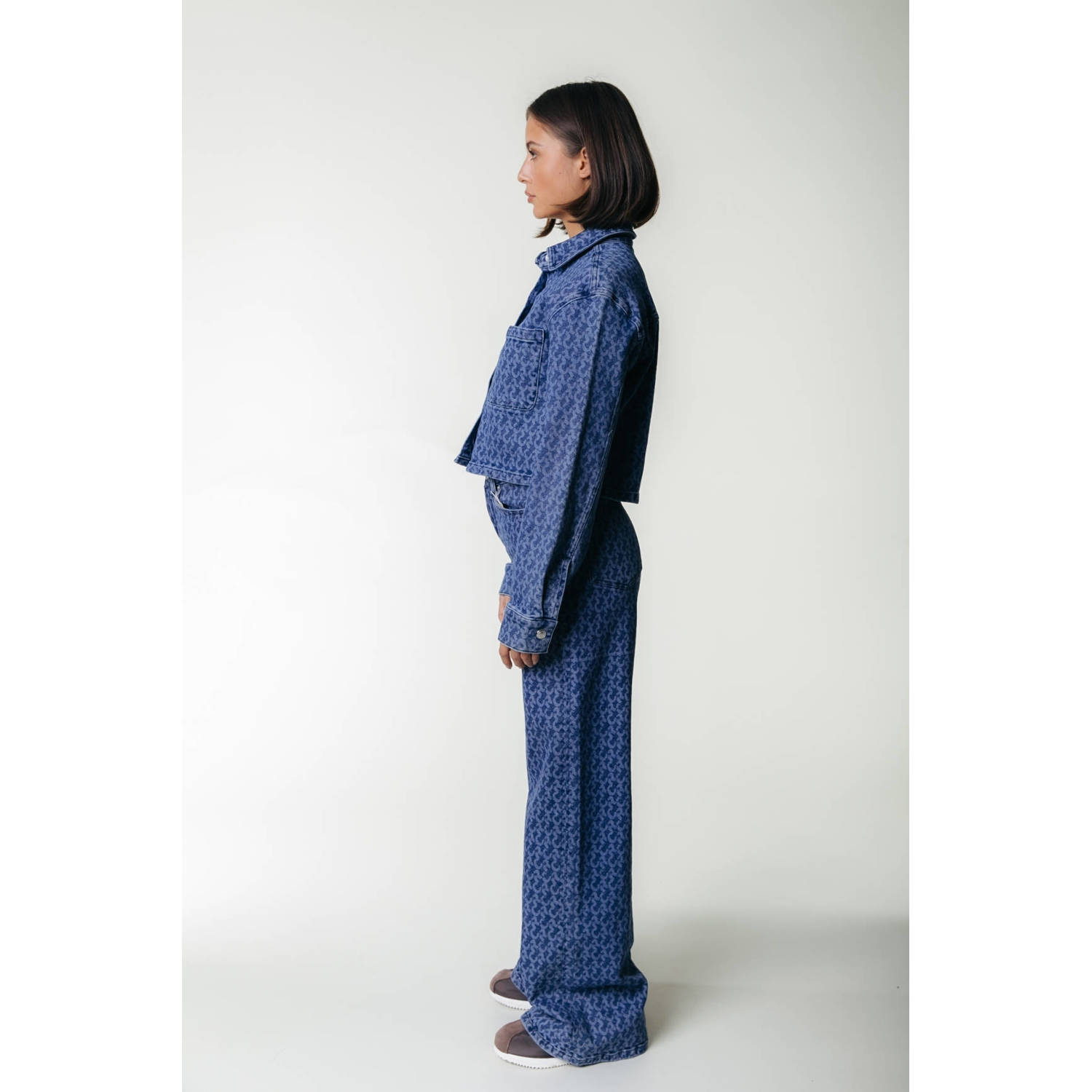 Colourful Rebel high waist wide leg jeans medium blue denim