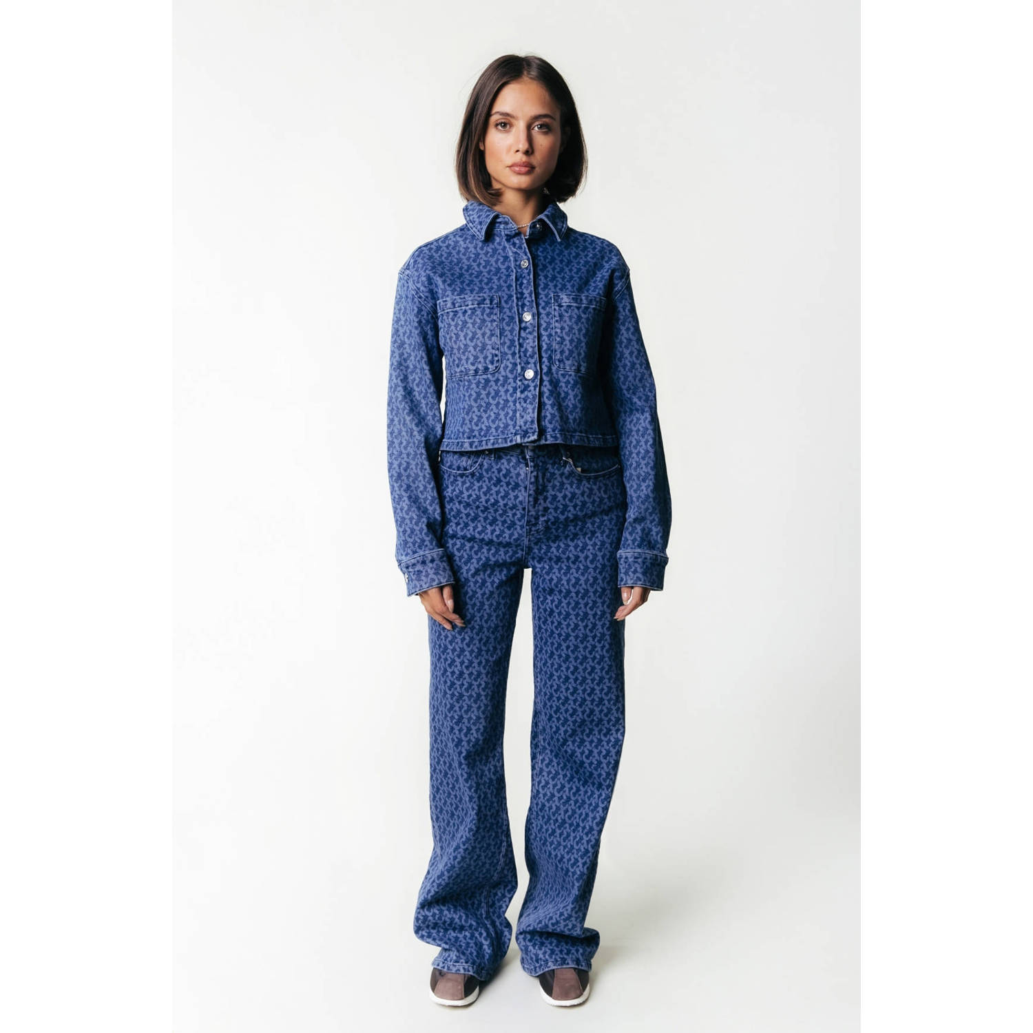 Colourful Rebel high waist wide leg jeans medium blue denim