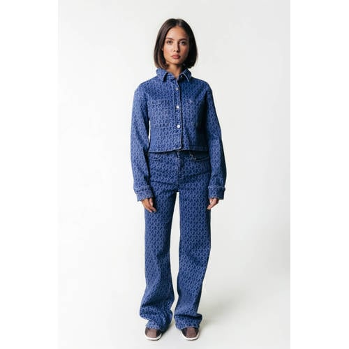 Colourful Rebel high waist wide leg jeans medium blue denim afbeelding