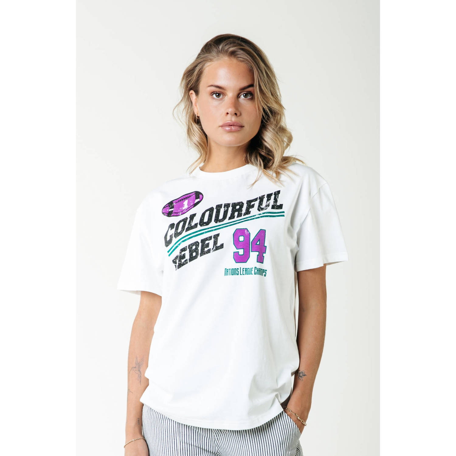Colourful Rebel Rugby Loosefit Tee White Dames