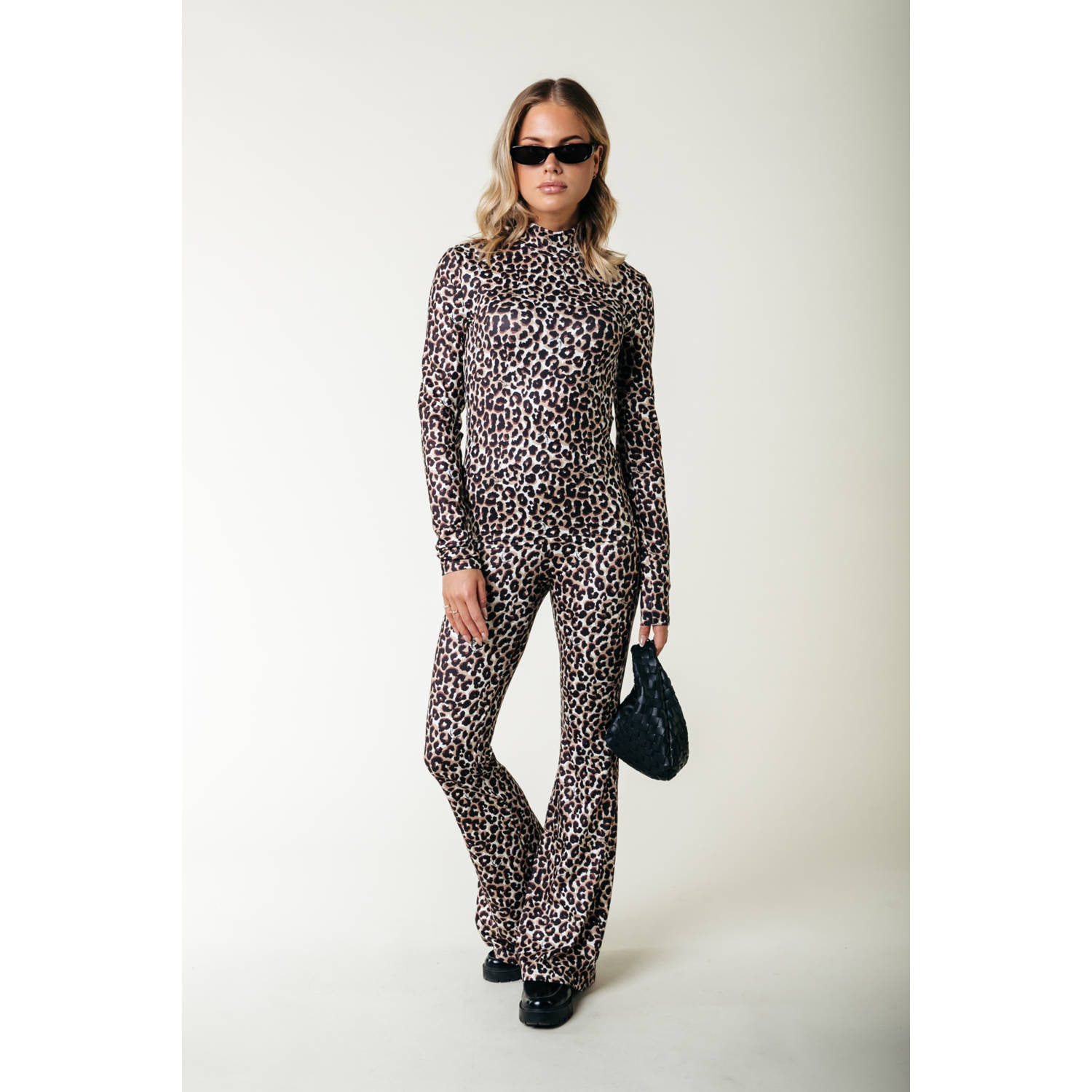 Colourful Rebel flared high waist broek bruin