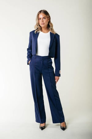 wide leg regular waist broek donkerblauw