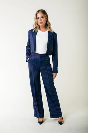 wide leg regular waist broek donkerblauw