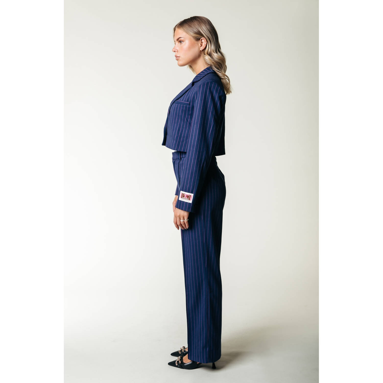 Colourful Rebel wide leg regular waist broek donkerblauw