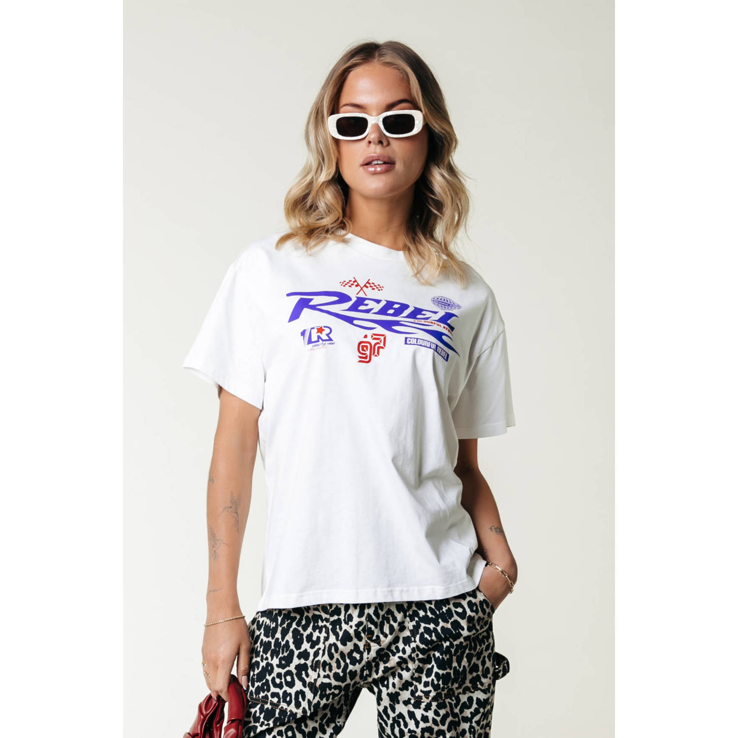 Colourful Rebel Racing Loosefit Tee White Dames