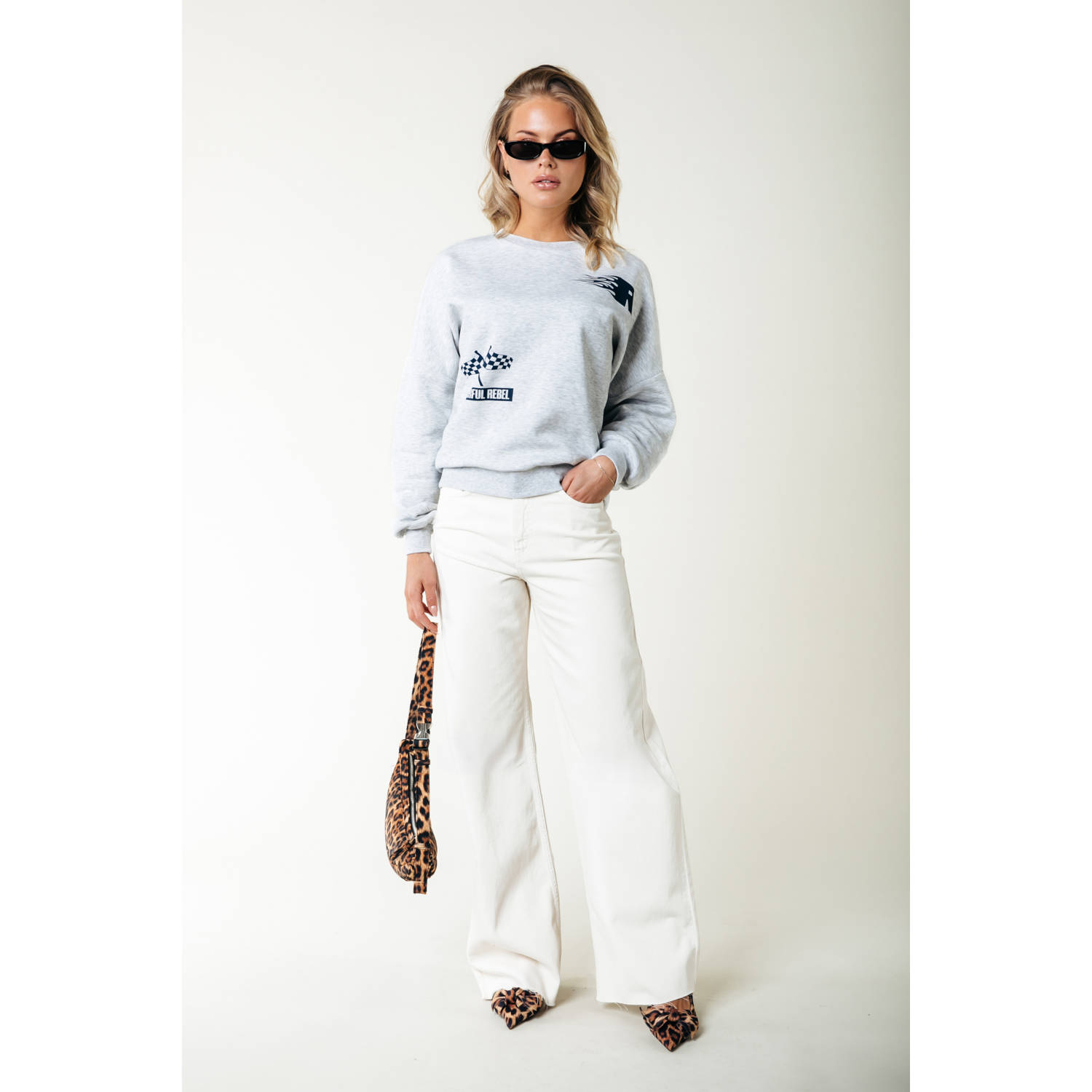 Colourful Rebel sweater grijs melange