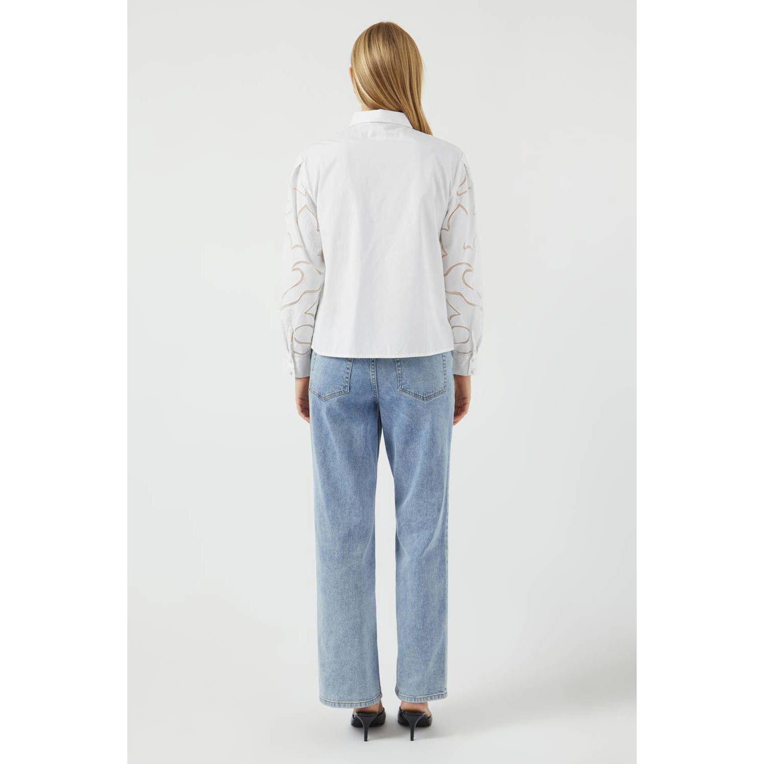 Y.A.S blouse wit met pareldetail
