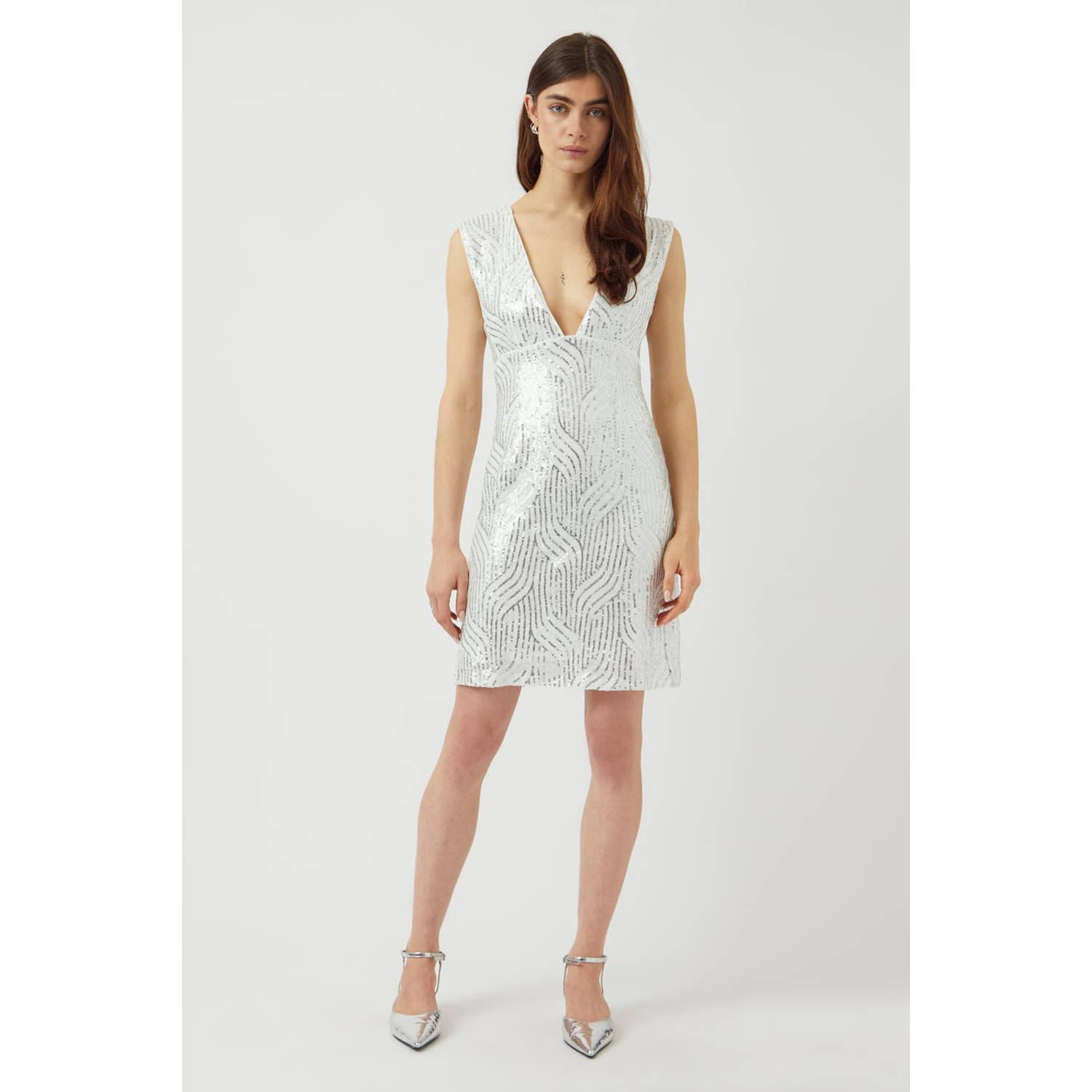 Y.A.S mini jurk met pailletten wit