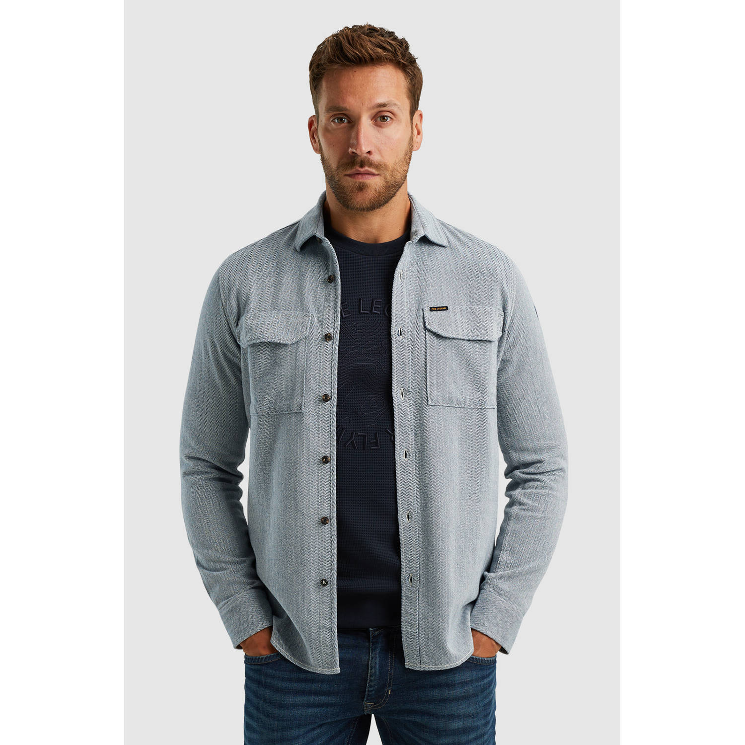 PME Legend gemêleerd overshirt blauw