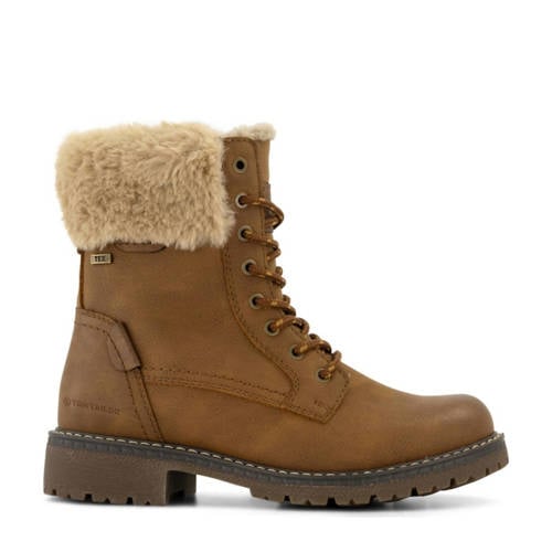 Tom Tailor gevoerde veterboots cognac afbeelding