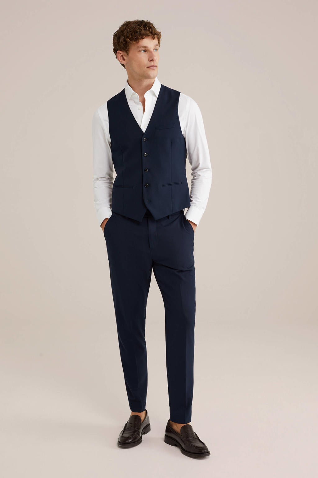 Donkerblauwe heren WE Fundamentals gilet van polyester met effen