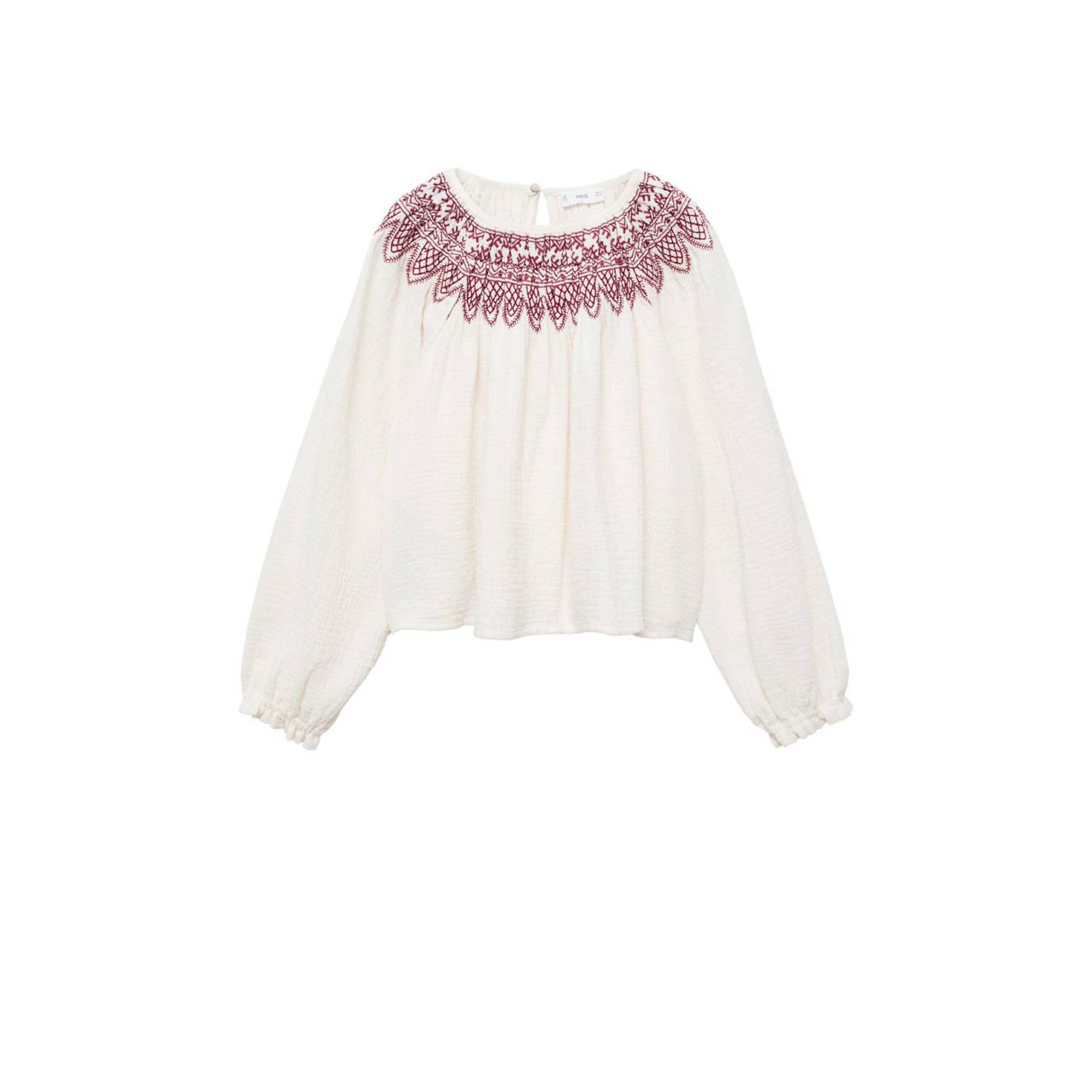 Mango Kids top met borduursels lichtbeige rood