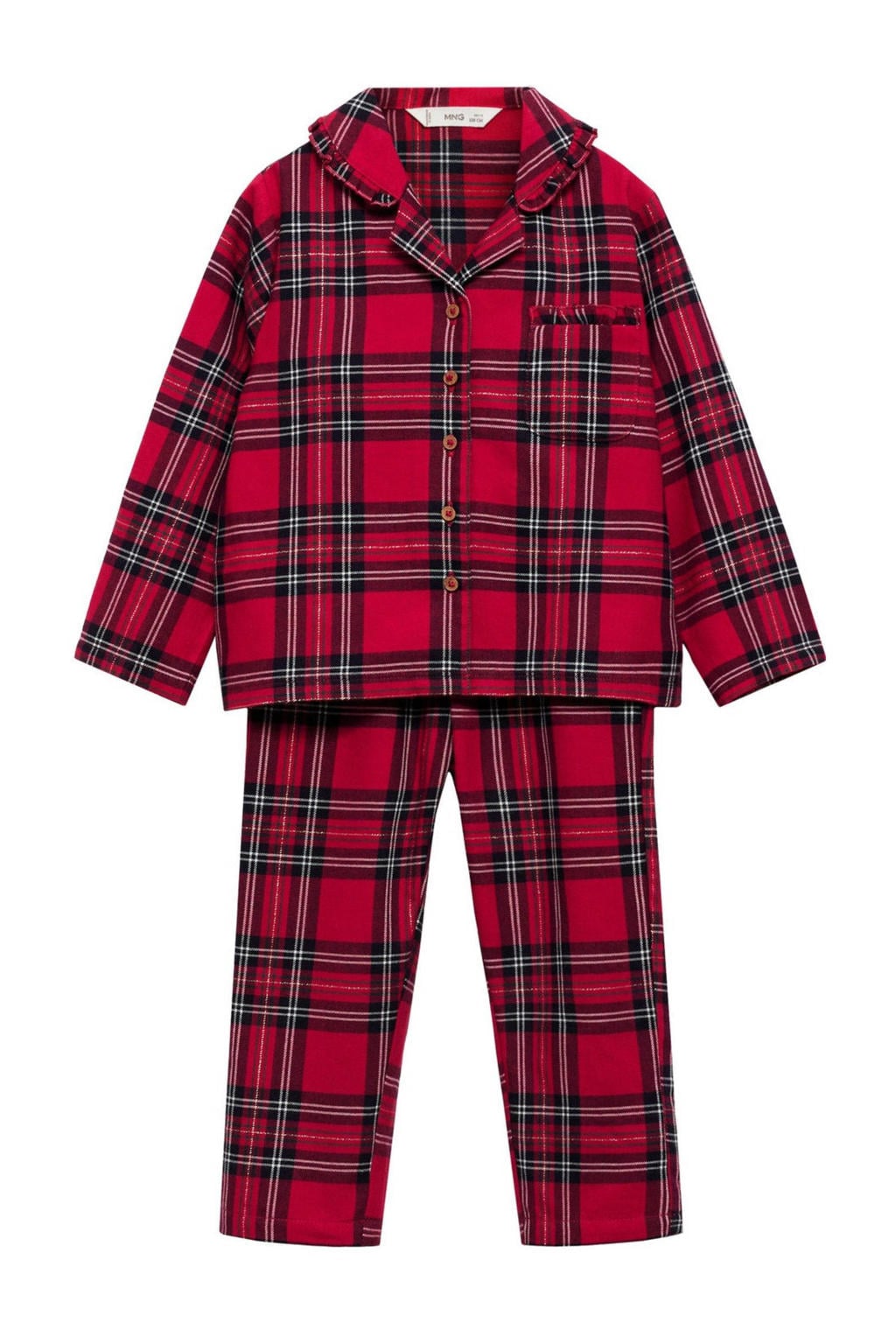 Mango Kids geruite pyjama rood/zwart/wit