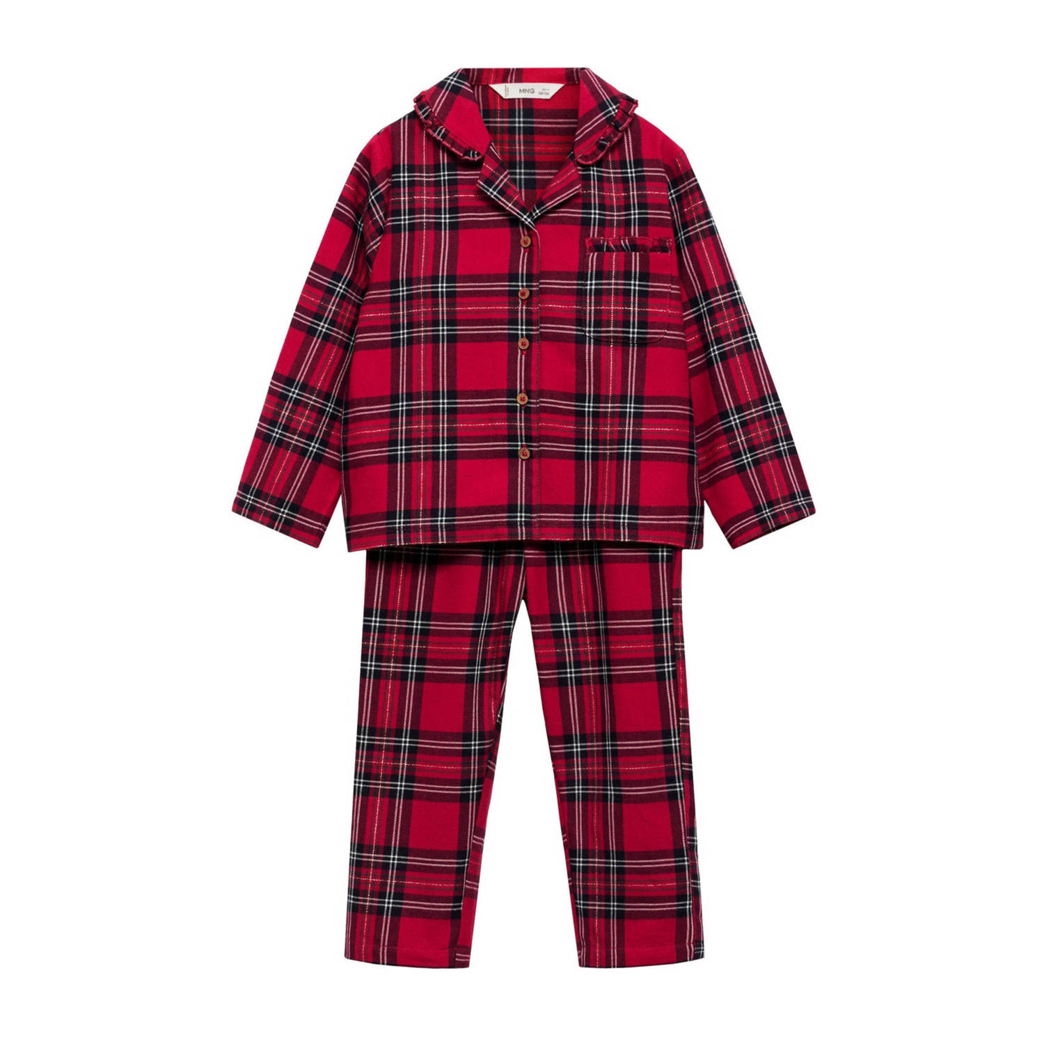 go Kids geruite pyjama rood zwart wit