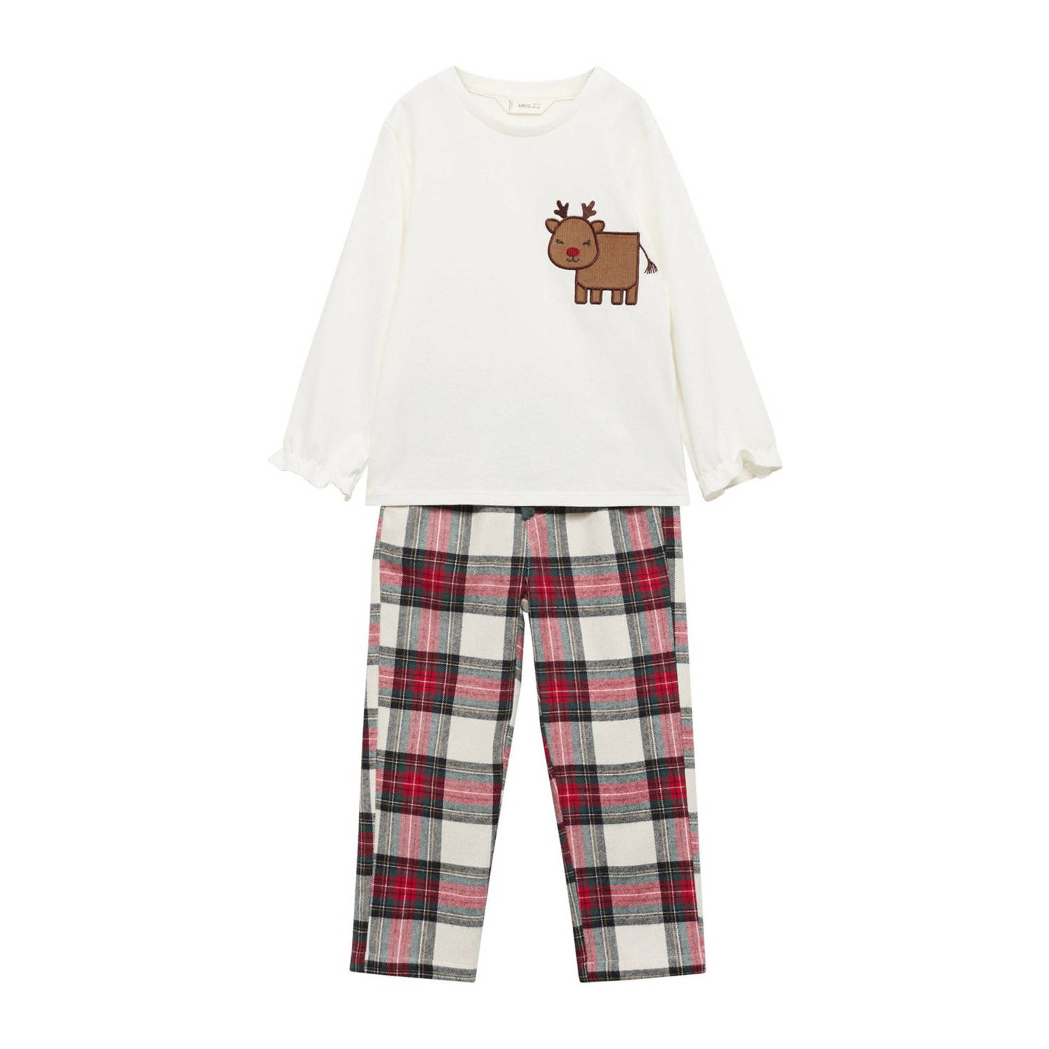 Mango Kids kerstpyjama met ruitdessin rood wit