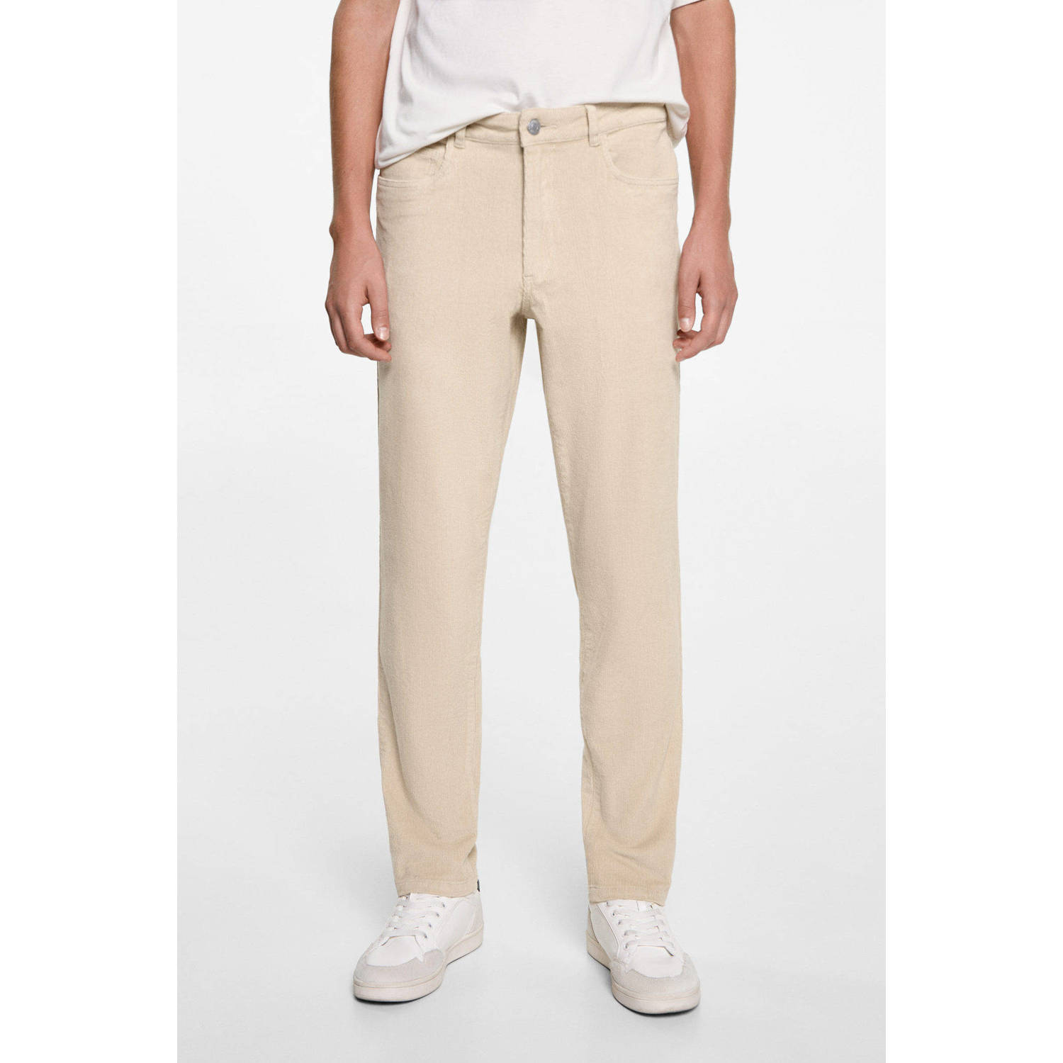 MANGO TEEN corduroy regular fit broek lichtbeige