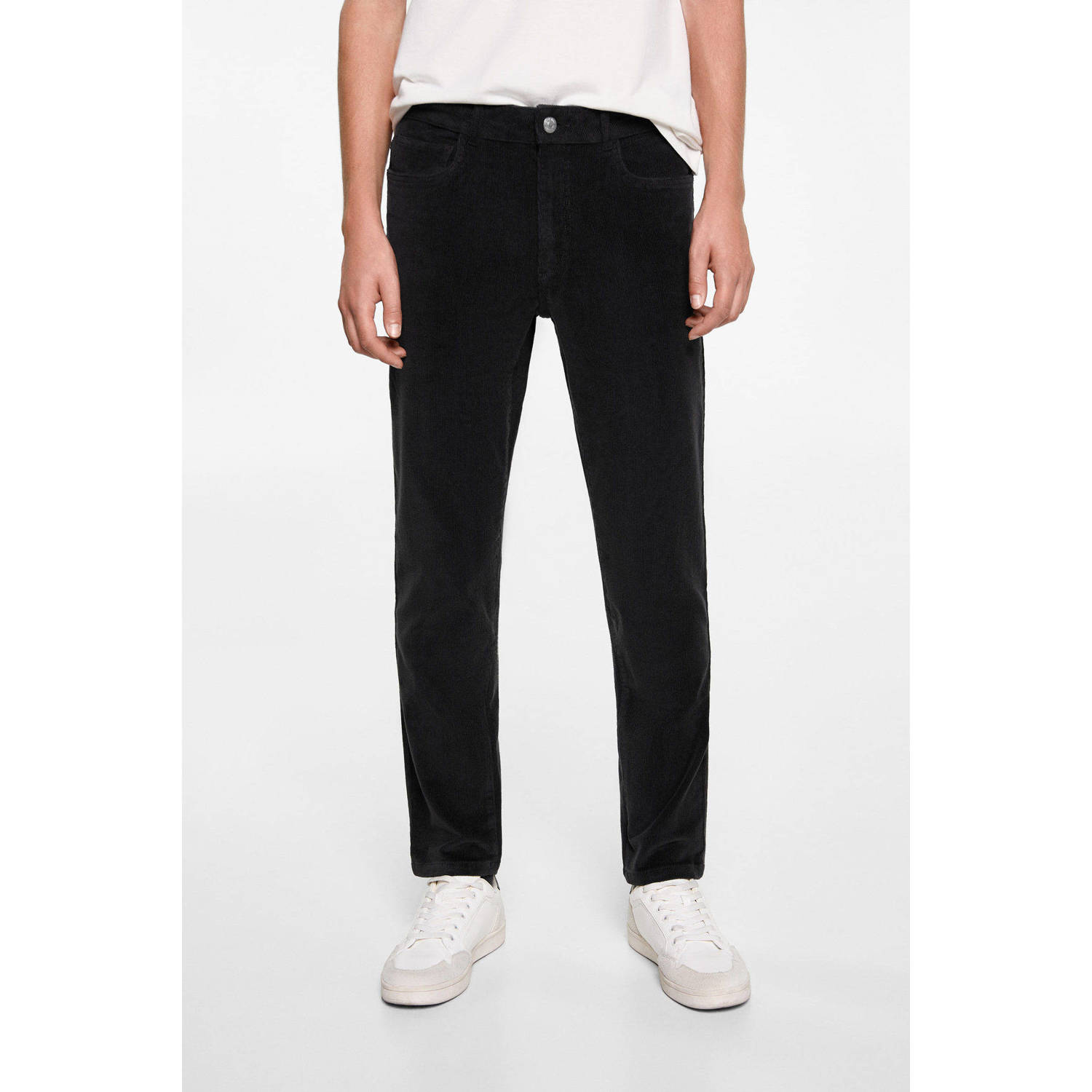 MANGO TEEN corduroy regular fit broek antraciet