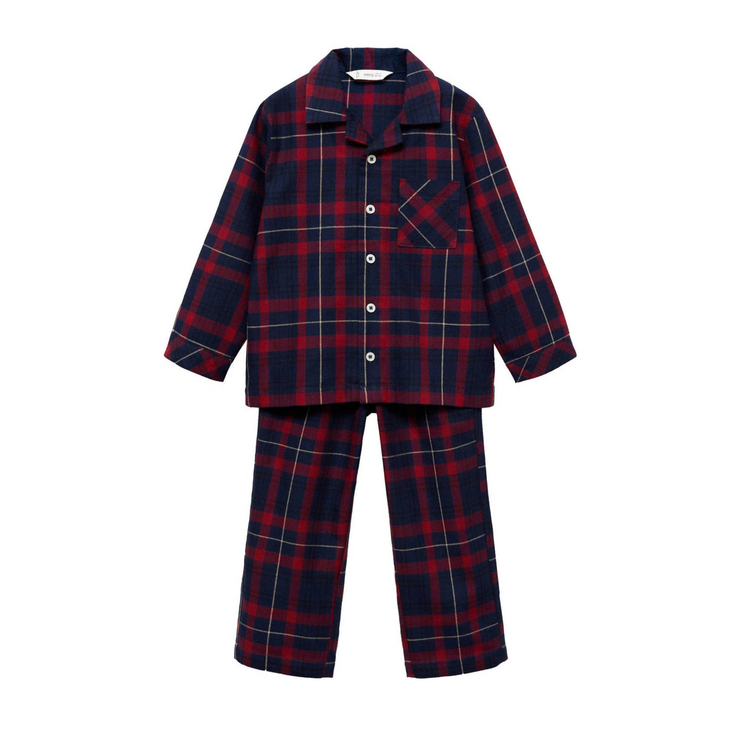 Mango Kids geruite pyjama donkerrood donkerblauw