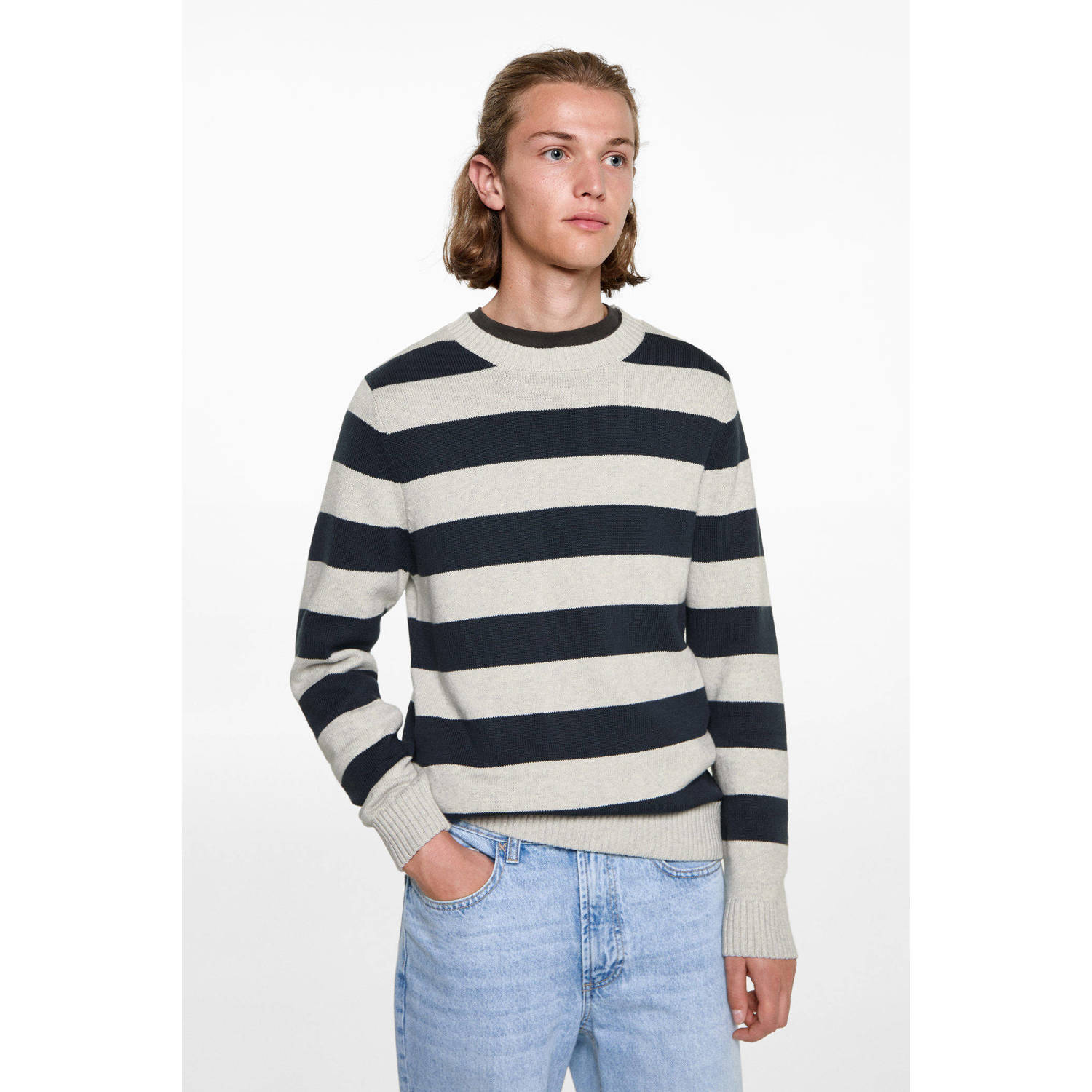MANGO TEEN pullover marine fijn gebreid
