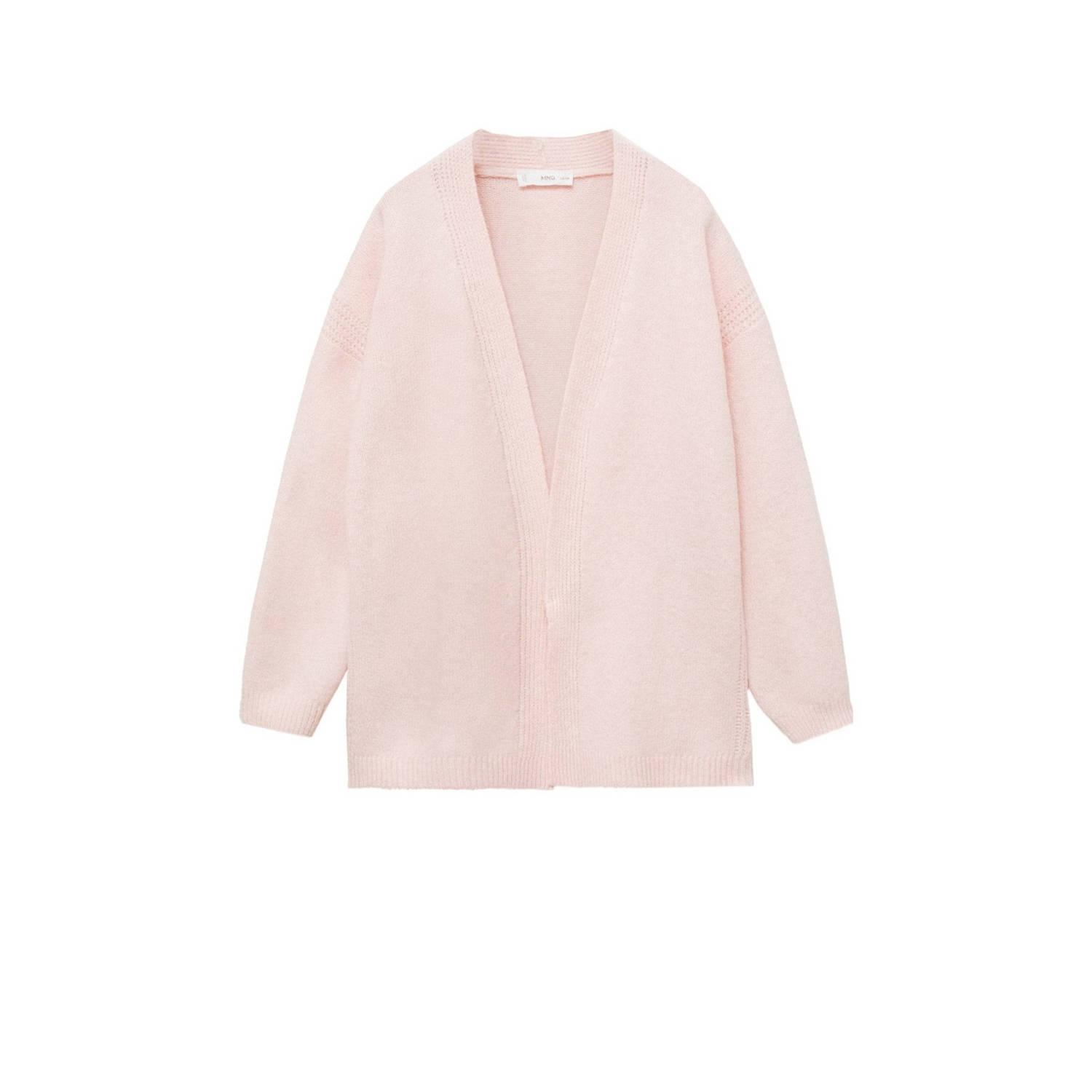 Mango Kids fijngebreid vest lichtroze